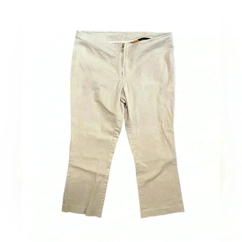 Tory Burch Khaki Exposed Zipper Capri Pants Size 4